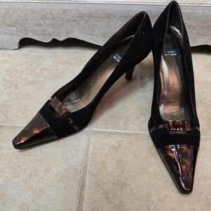 Stuart Weitzman Tortoise Black Velvet Heels Pumps  Made in Spain